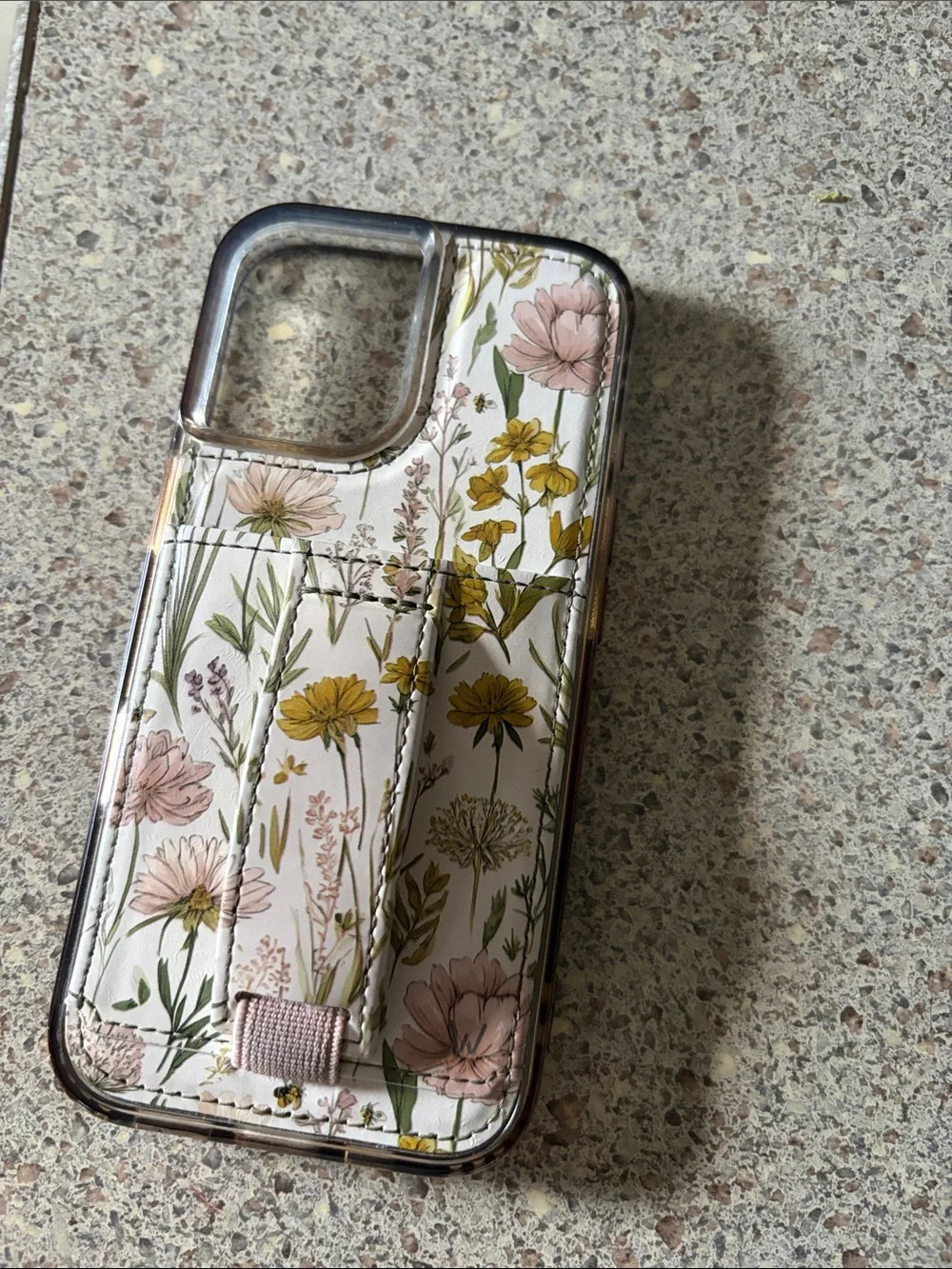 Floral Card Slot Phone Case in Pink & Yellow IPhone 17